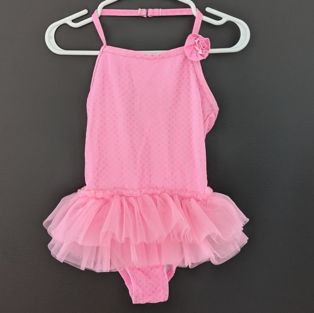 Pink one piece swimsuit/bathing suit with tutu